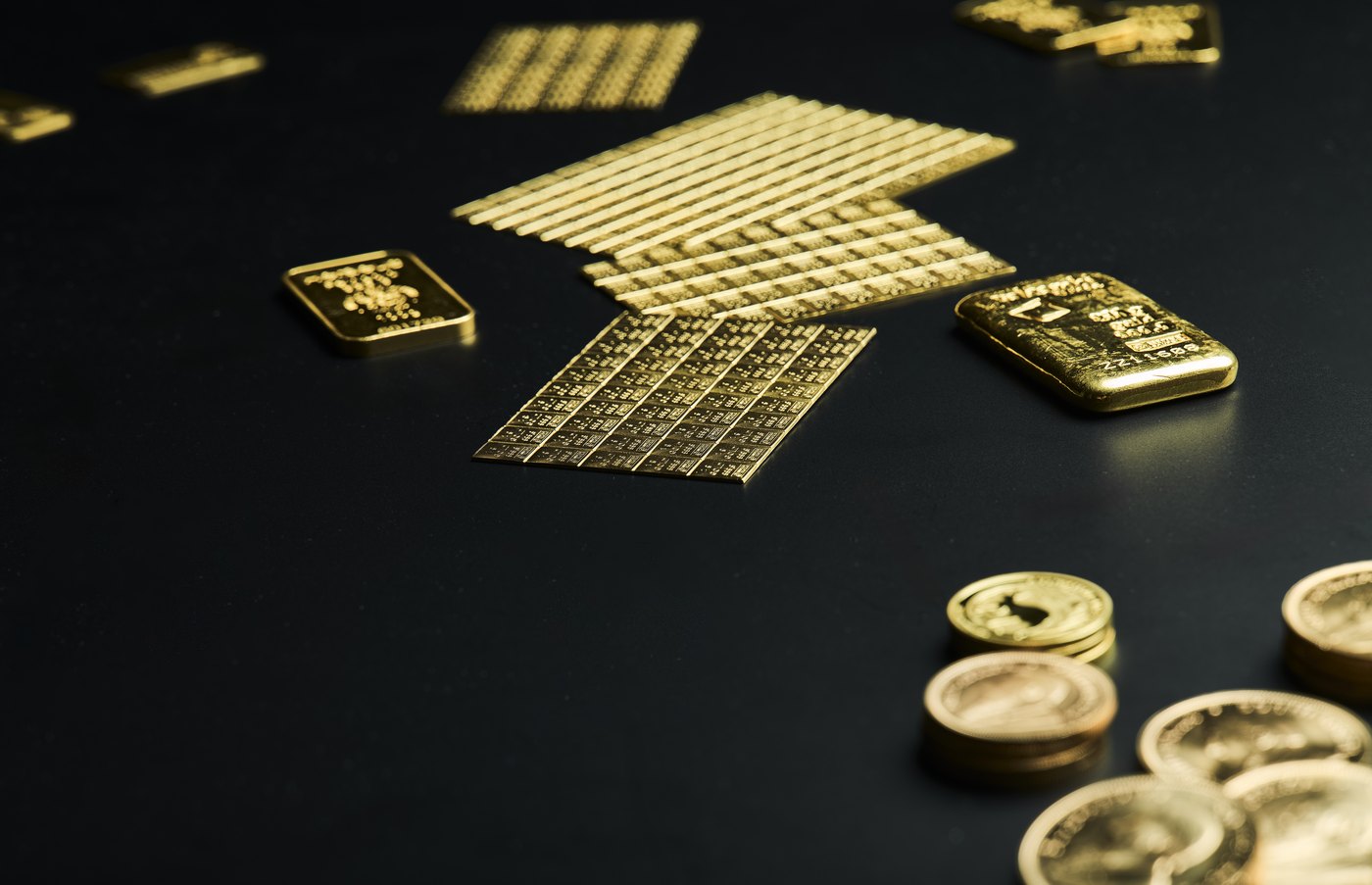Goldbarren, Tafelbarren und Goldmünzen